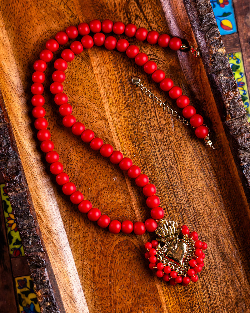 Beaded Sacred Heart Neckalce