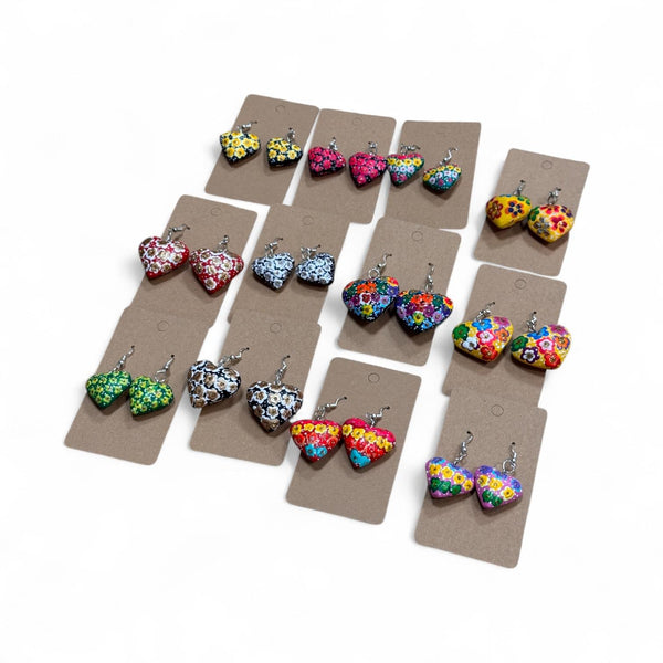 Hand Painted Heart Earrings
