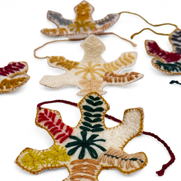 Neutral Embroidered Snowflake Ornament