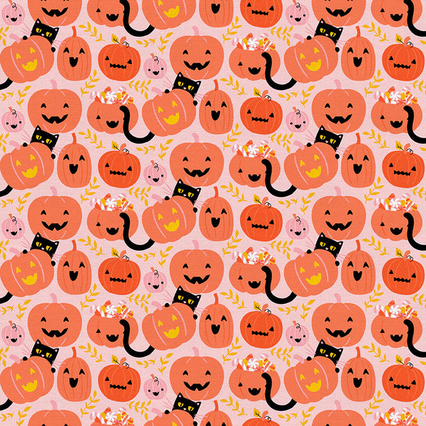 F2332 - Mystical Manor Pink Pumpkin Cats
