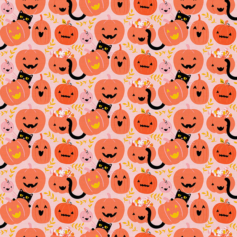 F2332 - Mystical Manor Pink Pumpkin Cats