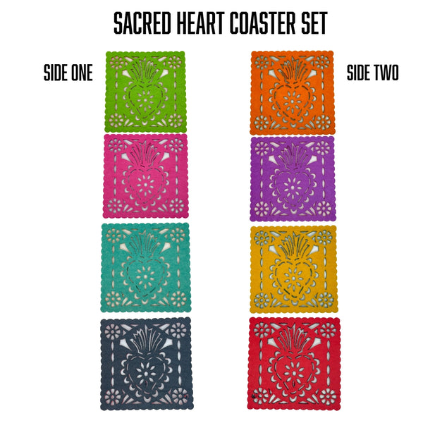 Felt "Papel Picado" Coaster Sets-- Sacred Heart at Sew Bonita in Corpus Christi, TX.