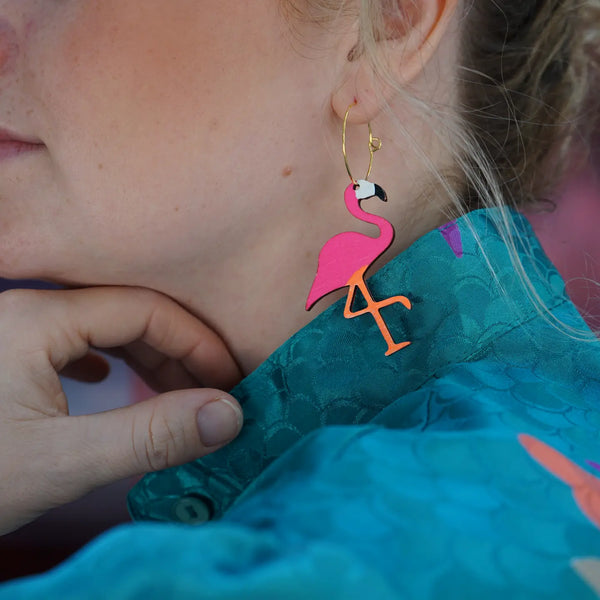 Neon Flamingo Hoop Earrings at Sew Bonita in Corpus Christi, TX.