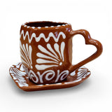 Barro Heart Shaped Engobe Mug and Saucer Set