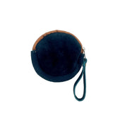 Round Embroidered Floral Leather "Bella" Coin Purse Pouch