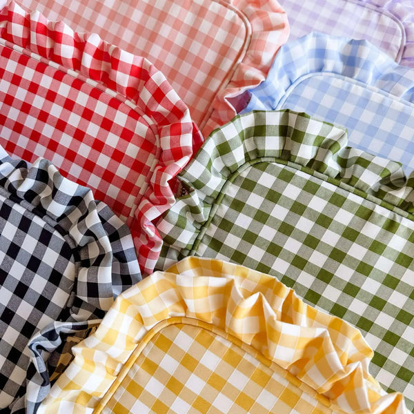 Red Gingham Frilly Makeup Bag