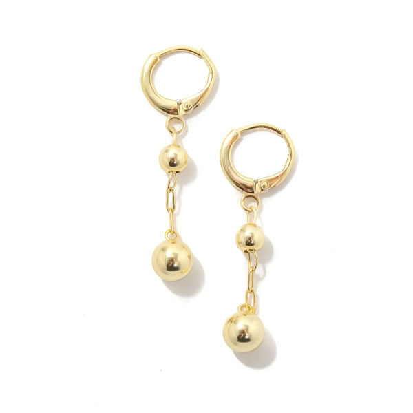 Gold Double Ball Drop Earrings at Sew Bonita in Corpus Christi, TX.