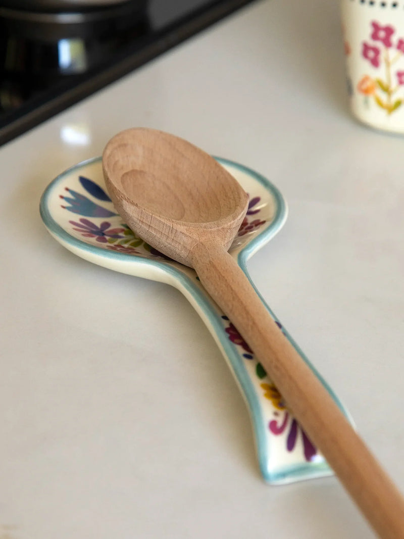 Ceramic Spoon Rest - Folk Flower