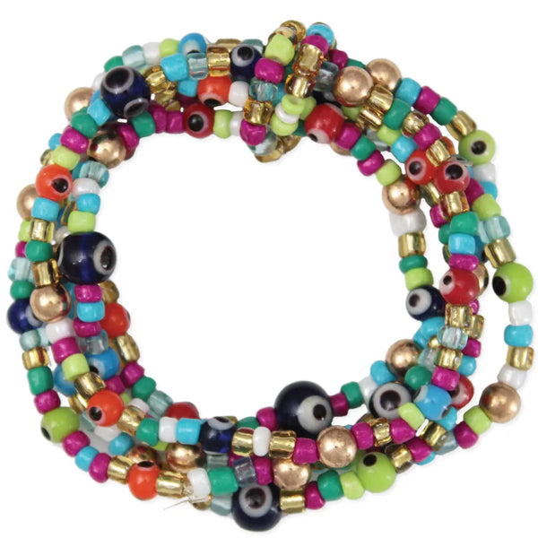 Look Around Multi Eye Bead Stretch Bracelet