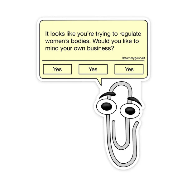 Pro-Choice Clippy, 90s Retro Microsoft Paperclip, Sticker