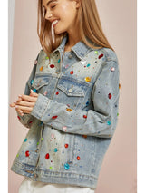 Denim Jacket with Colorful Gems