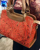 Embossed Leather Top Handle Bags