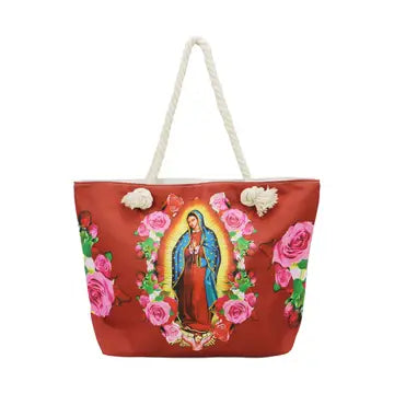 Red Our Lady of Guadalupe Tote Bag