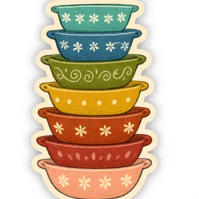Vintage Pyrex Bowls Sticker