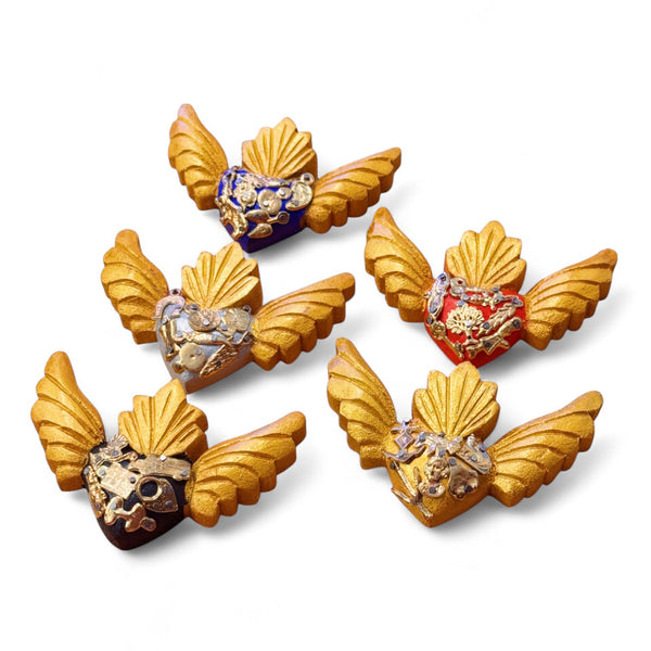 Wooden Milagro Hearts with Wings