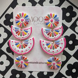 White Otomi Fiesta Fan Earrings