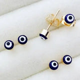 Navy Blue Evil Eye Stud Earrings