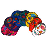Sugar Skull Face Embroidered Floral Suede Coin Purse