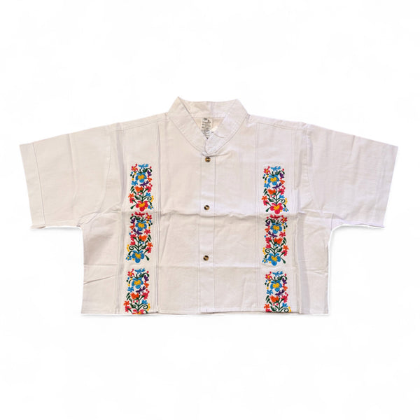 Summer Cropped Guayabera (White)