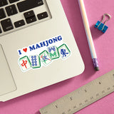I Heart Mahjong Die Cut Sticker