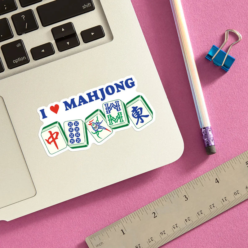 I Heart Mahjong Die Cut Sticker