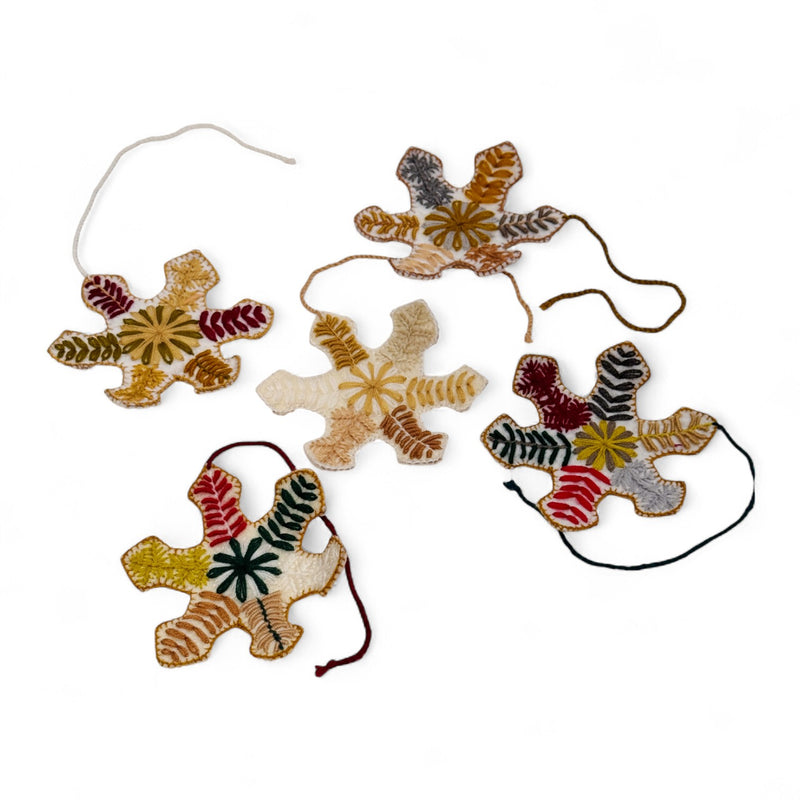 Neutral Embroidered Snowflake Ornament