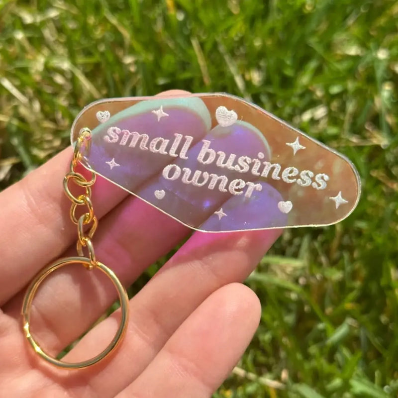 Small Biz Owner Iridescent Motel Keychain