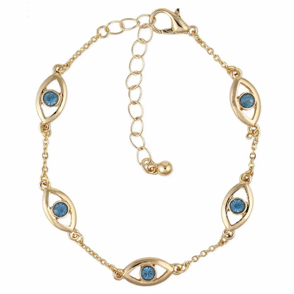 Sparkling Blue Eyes Gold Bracelet