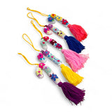 Floral Embroidered Candy Cane Ornament