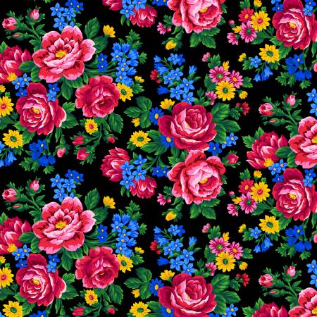 F2108 Black Kokum Scarf Floral