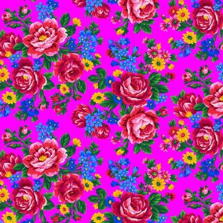F2109 Hot Pink Kokum Scarf Floral