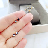 Navy Blue Evil Eye Stud Earrings