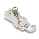 Sleeping Kitty Cat - Ceramic Trinket & Jewelry Tray / Dish
