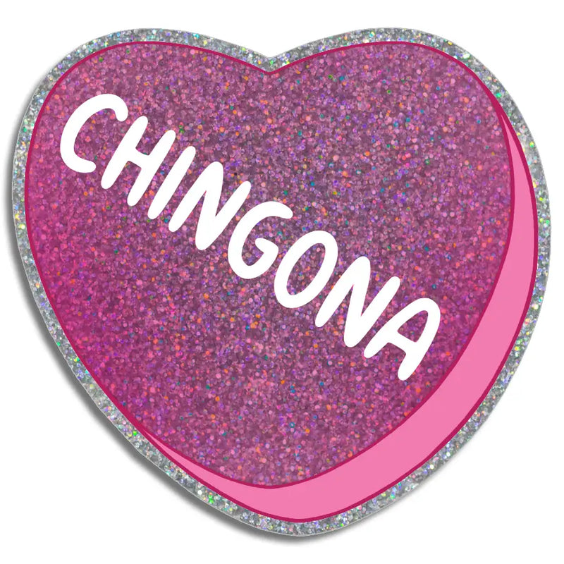 Chingona Glitter Heart Sticker