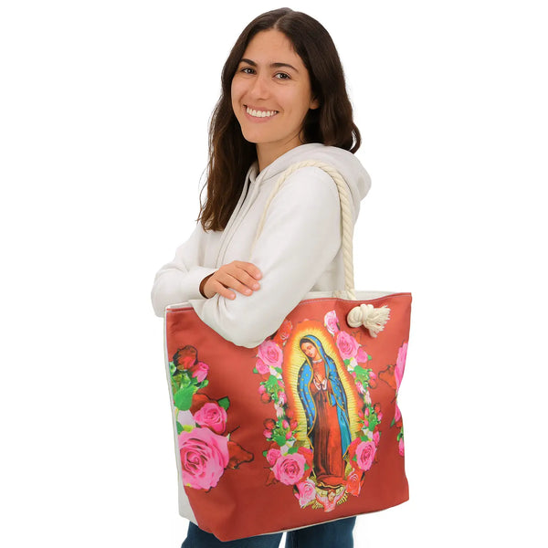 Red Our Lady of Guadalupe Tote Bag
