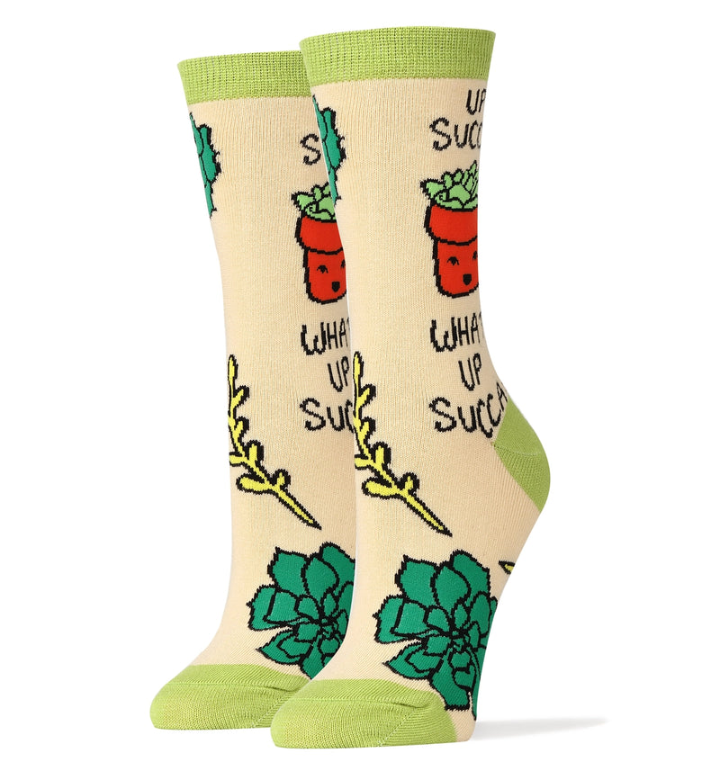 What's Up Succa | Women's Cotton Crew Funny Socks