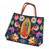 Embroidered Guadalupe Suede Tote Bag