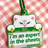 Expert in the Sheets Embroidered Keychain