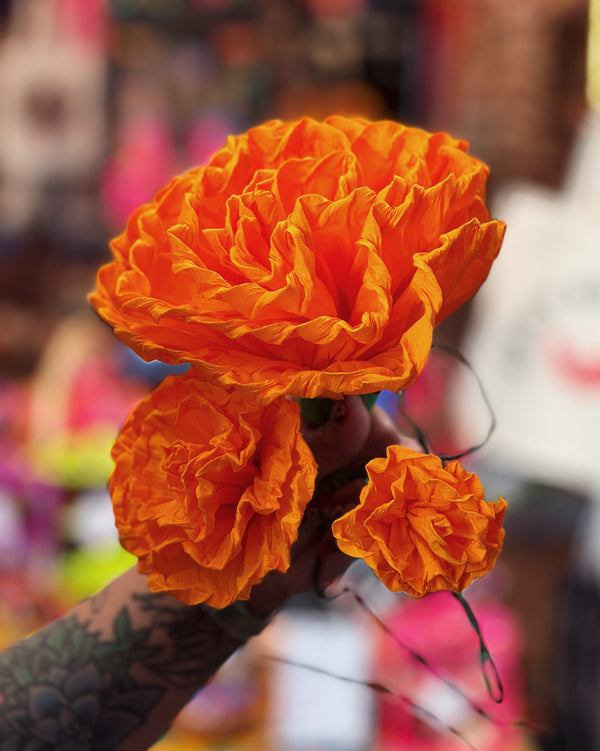 Gold Ruffle Flowers at Sew Bonita in Corpus Christi, TX.