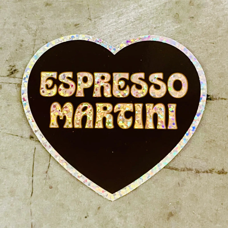 Espresso Martini Sparkly Heart Sticker