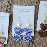 Royal Blue Talavera Double Heart Earrings