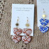 Brown/White Talavera Double Heart Earrings