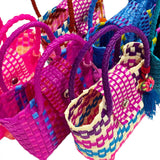 Small Woven Bag with Clasp and Pom