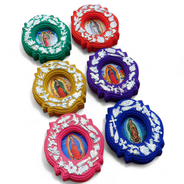 Oval Wood Milagros Virgin Mary Framed Art