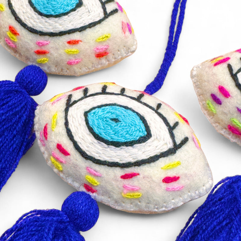 White Evil Eye Pom