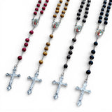 Wooden Rosary w/ Colorful Virgin Mary Portrait
