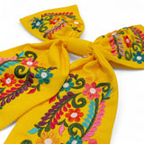 Embroidered Hair Bow (Multiple Colors)