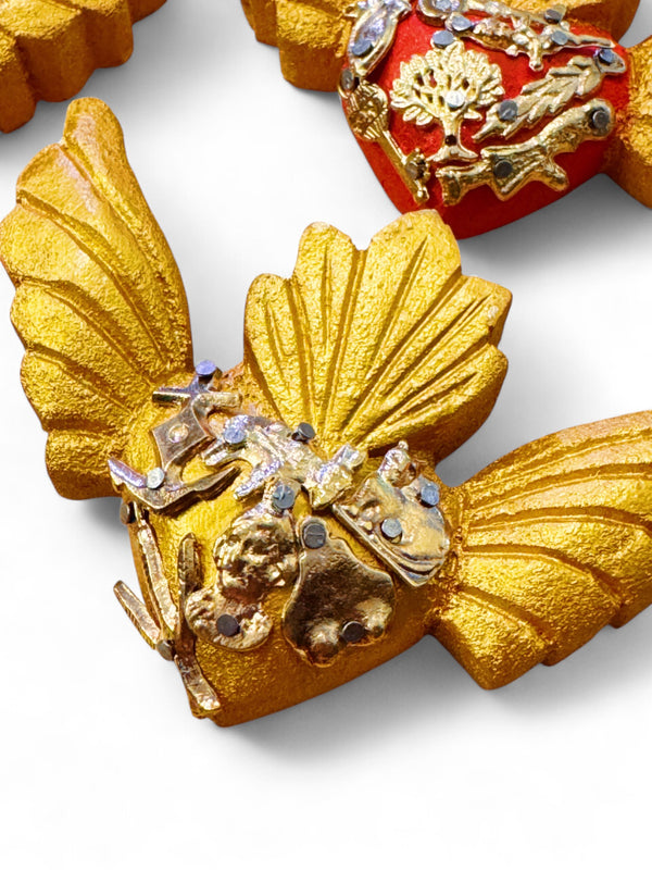 Wooden Milagro Hearts with Wings