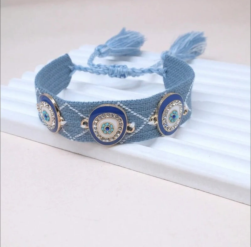 Ojitos Blue Ribbon Bracelet