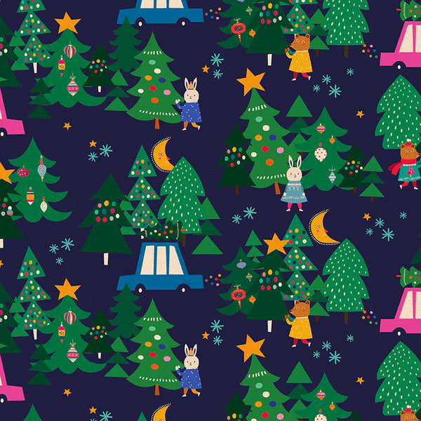 F2383 - Modern Holiday Green Forest Trees Scenery